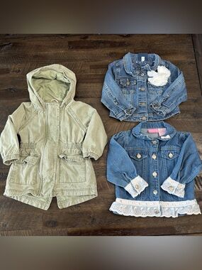 24m/2T Baby Toddler Jean Jackets and Olive Green Field Jacket Lot - Mixed Brands